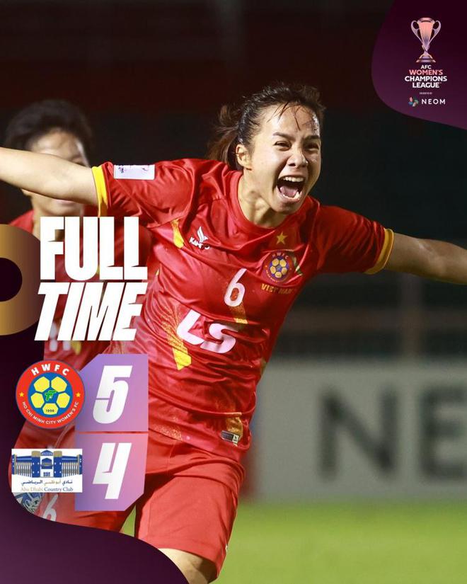 女足亞冠八強賽：胡志明隊下半場連入五球，5-4大逆轉勝阿布扎比。
